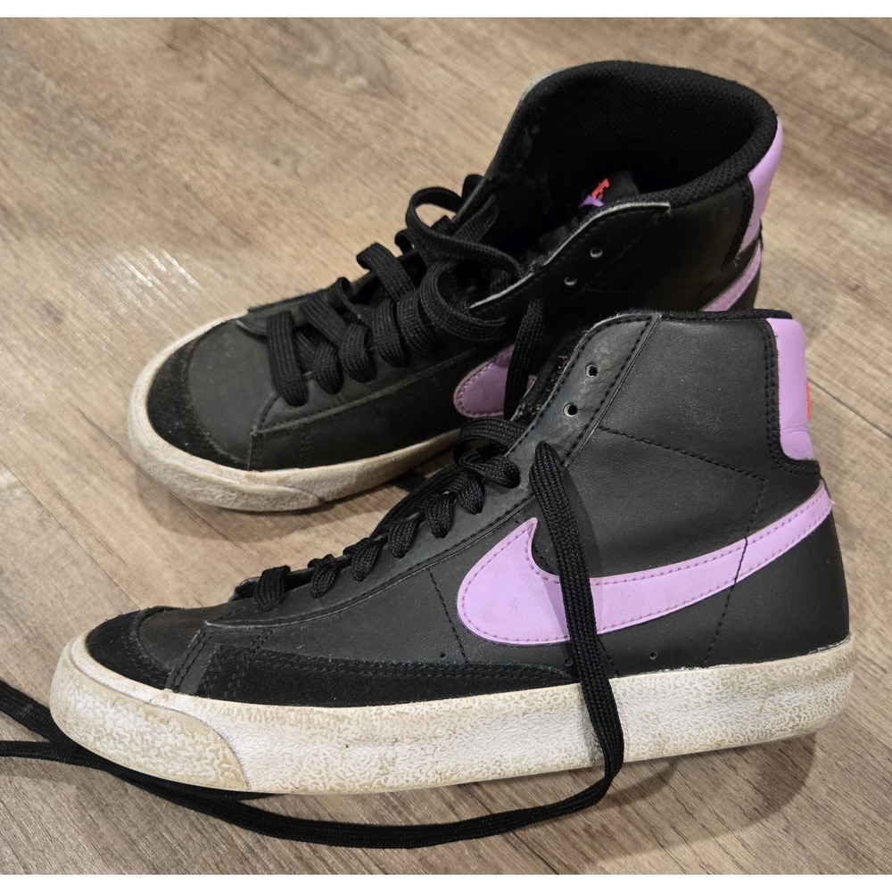 Nike‎ Sneakers Blazer Mid '77 Shoes Sz 4.5 Youth Black/Purple